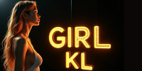 Profile of a woman next to a bright neon sign that reads "GIRL KL".