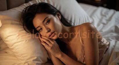 Beautiful woman resting on a pillow in soft lighting