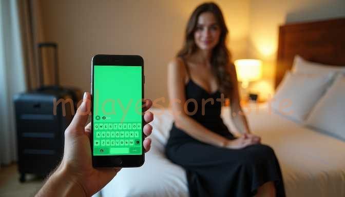 Person holding phone with green screen in front of woman on bed